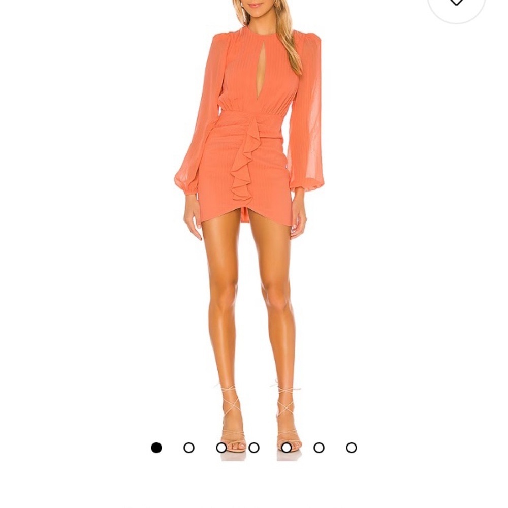 Elegant Coral Long Sleeve Dress